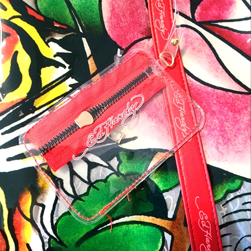 Ed Hardy Rose Tiger Tote with Coin Purse - Picture 4 of 6